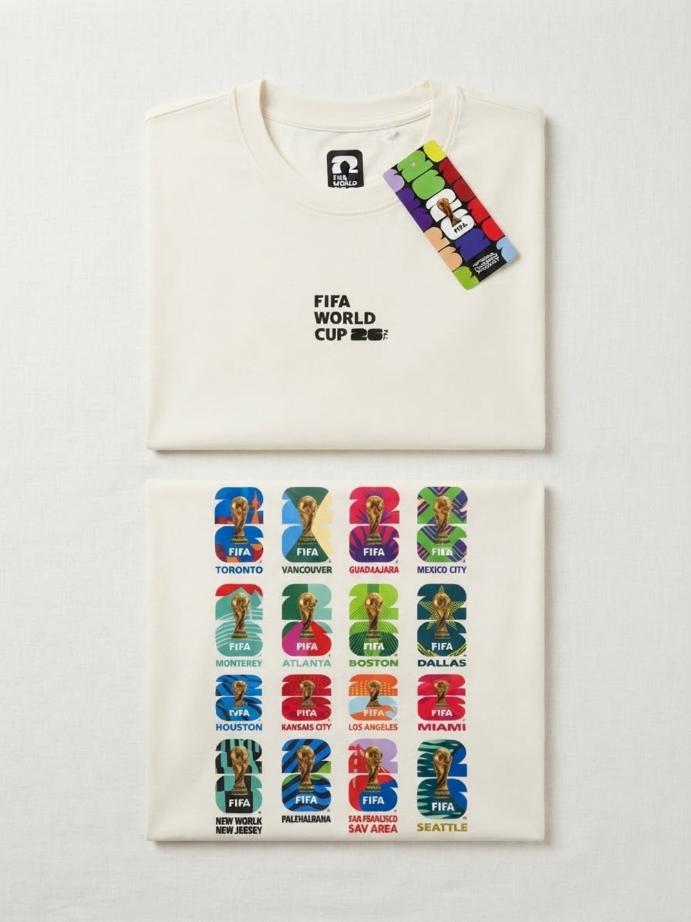 NWT FIFA World Cup 2026 Host Cities T-Shirt Cream Men’s Medium All 16 Cities